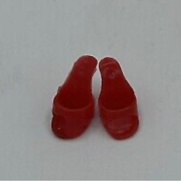 🎠 BARBIE Doll Open Toe High Heel Shoes / Mules Red, Vintage - Picture 3 of 7